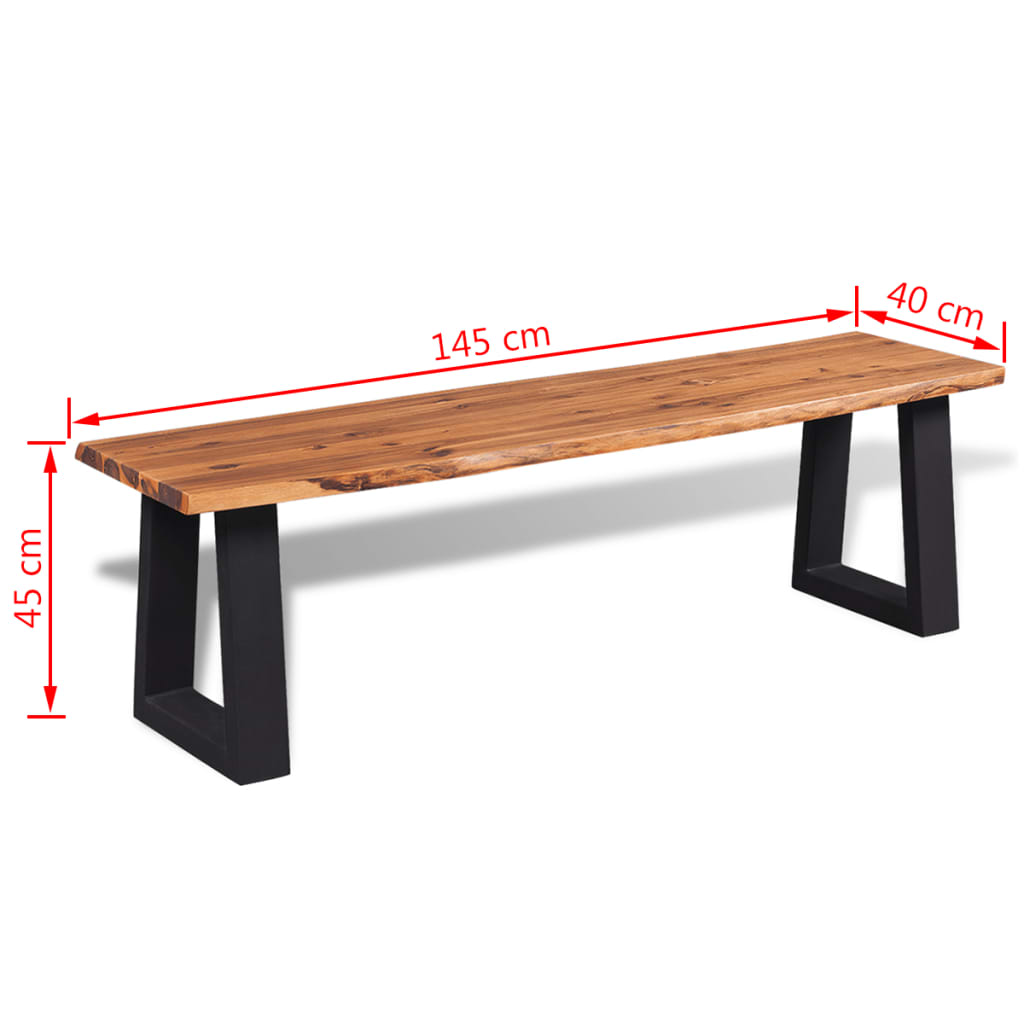 Banc en bois d'acacia massif 145 cm