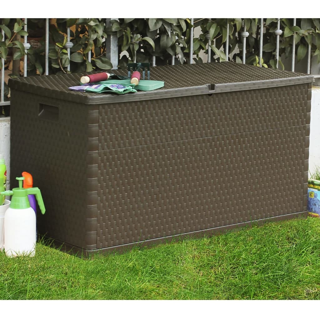 Boîte de stockage de jardin Marron 120x56x63 cm PP Rotin