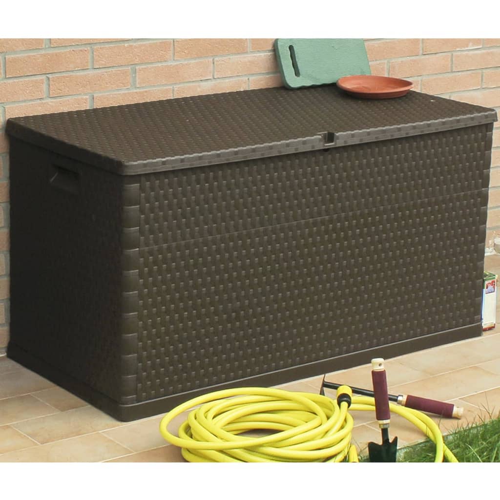 Boîte de stockage de jardin Marron 120x56x63 cm PP Rotin