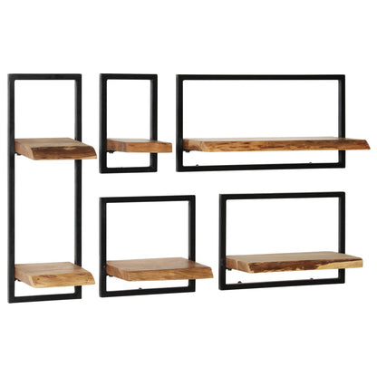 Set d'étagères murales 5 pcs Bois d'acacia massif et acier