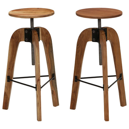 Chaises de bar lot de 2 bois d'acacia solide