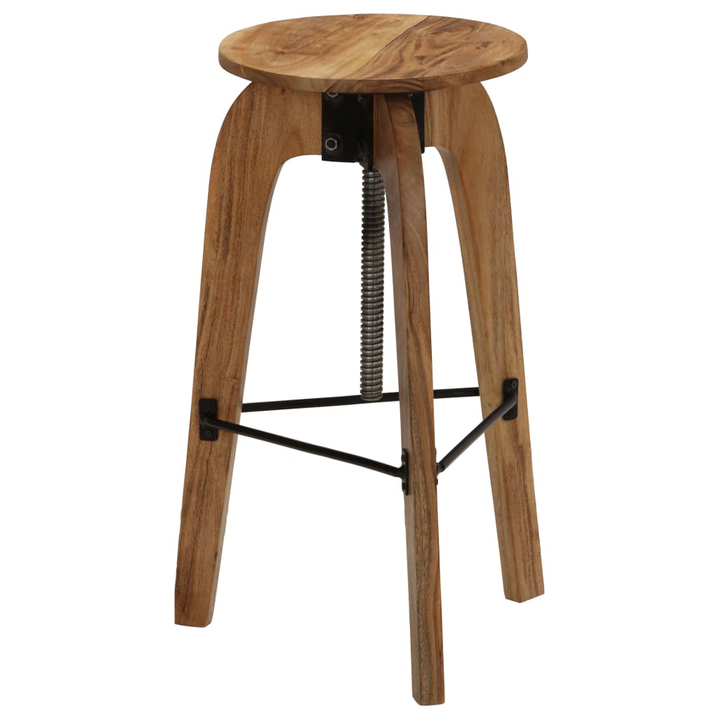 Chaises de bar lot de 2 bois d'acacia solide