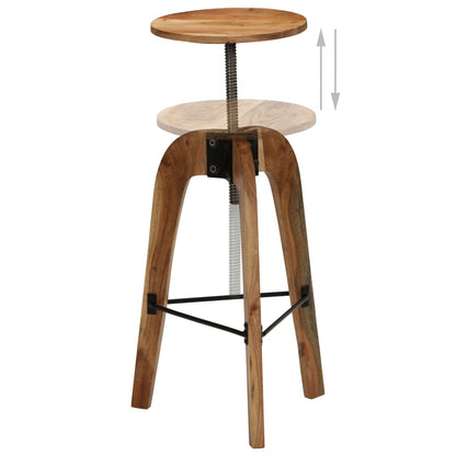 Chaises de bar lot de 2 bois d'acacia solide