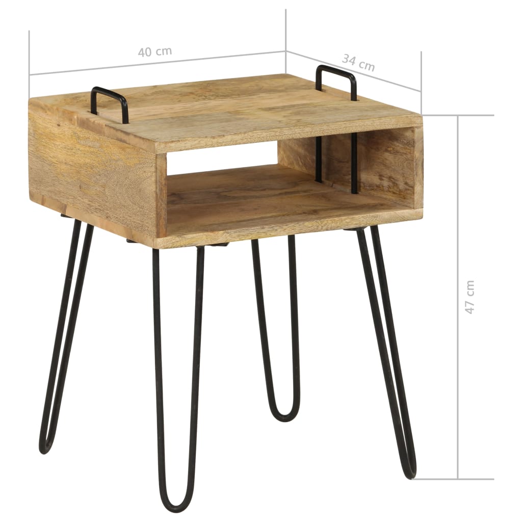 Table de chevet Bois de manguier massif 40x34x47 cm