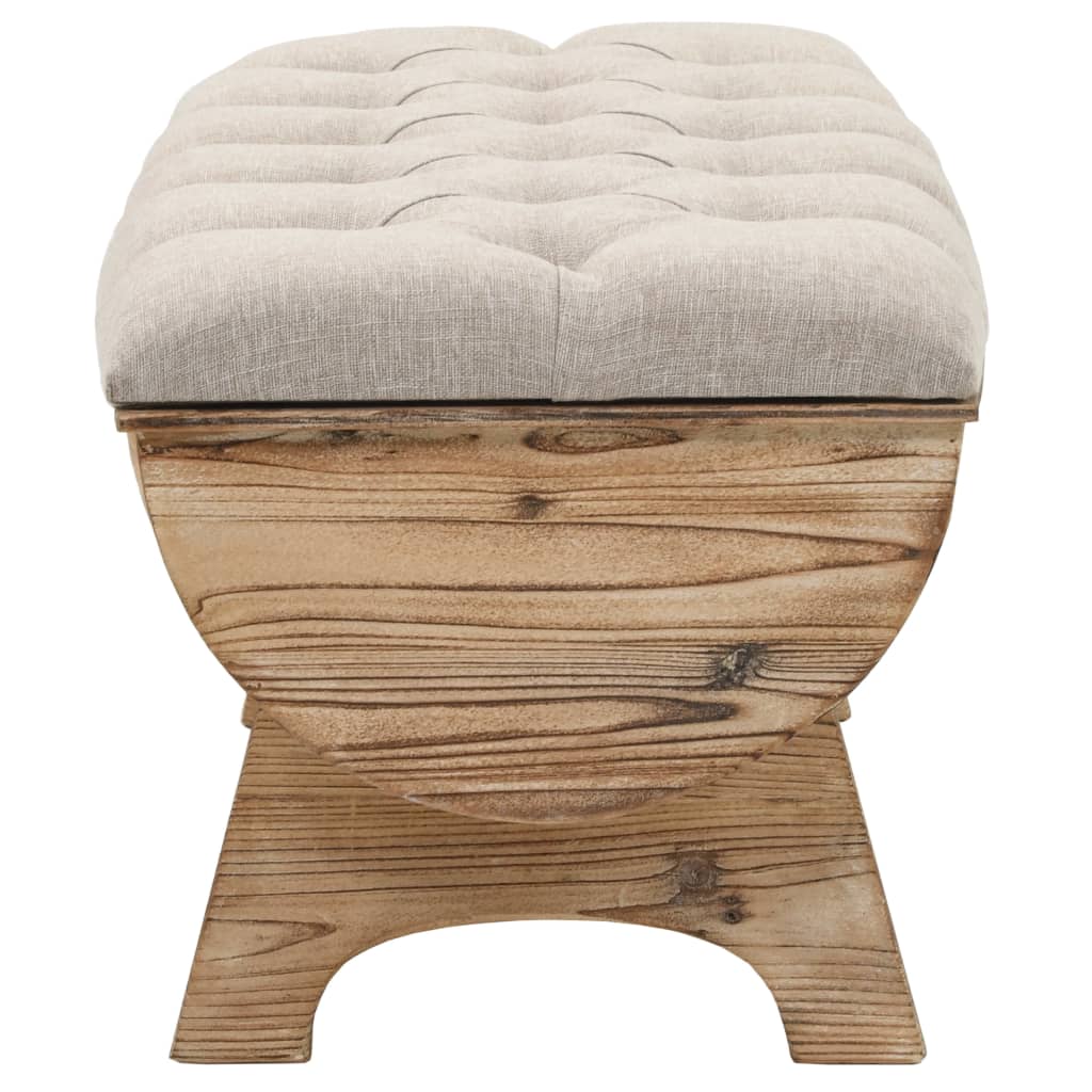 Banc de rangement Bois massif et tissu 103 x 51 x 44 cm