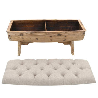 Banc de rangement Bois massif et tissu 103 x 51 x 44 cm