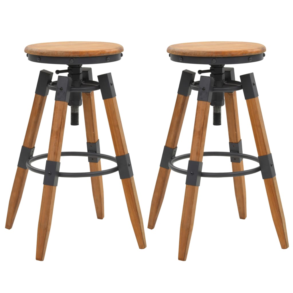 Tabourets de bar lot de 2 bois de sapin solide