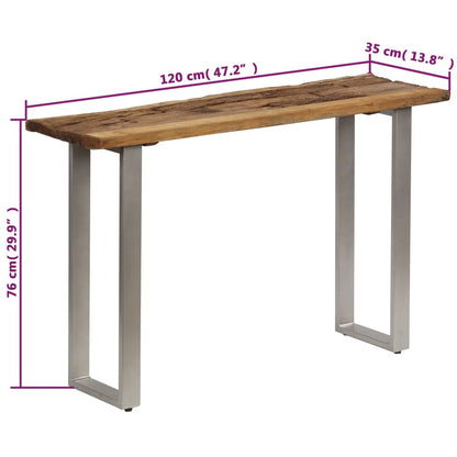 Table console Bois de récupération et acier 120x35x76 cm