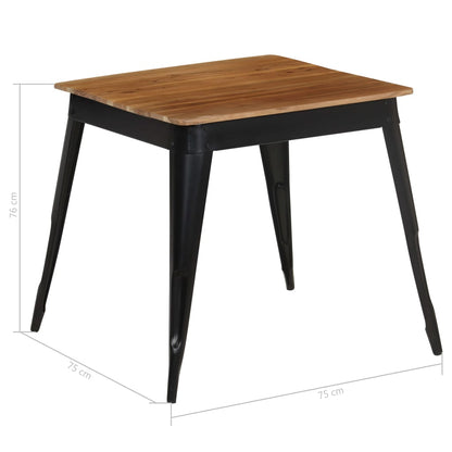 Table à manger Bois d'acacia massif et acier 75x75x76 cm