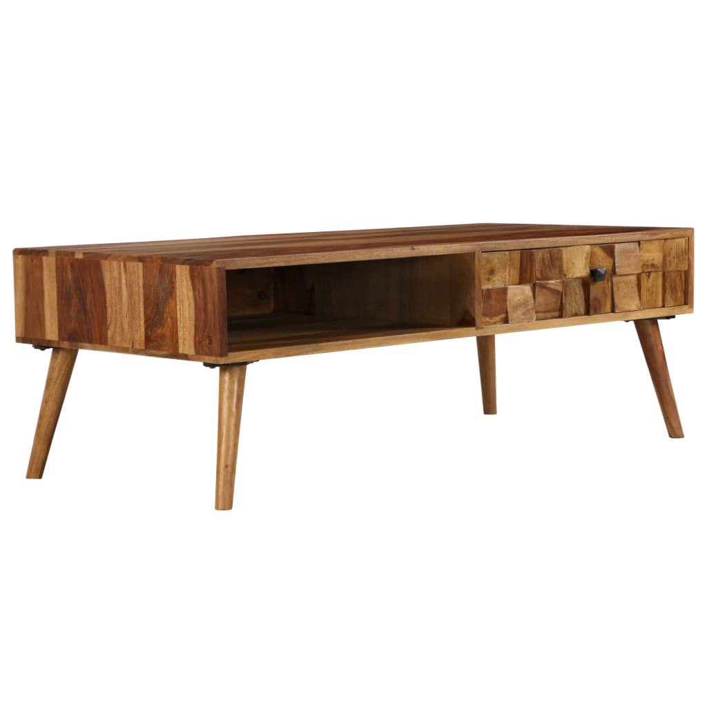 Table basse Bois massif avec finition miel 110x50x37 cm