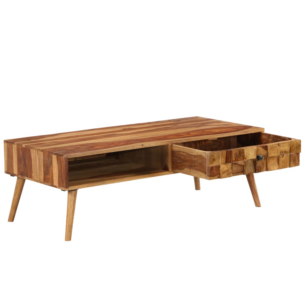 Table basse Bois massif avec finition miel 110x50x37 cm