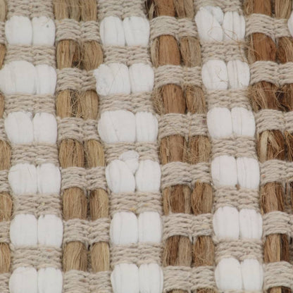 Tapis de salle de bain tissés à la main Naturel et blanc