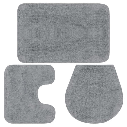 Jeu de tapis de salle de bain 3 pcs Tissu Gris