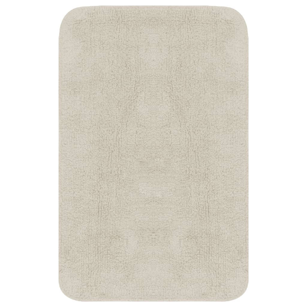 Jeu de tapis de salle de bain 3 pcs Tissu Blanc