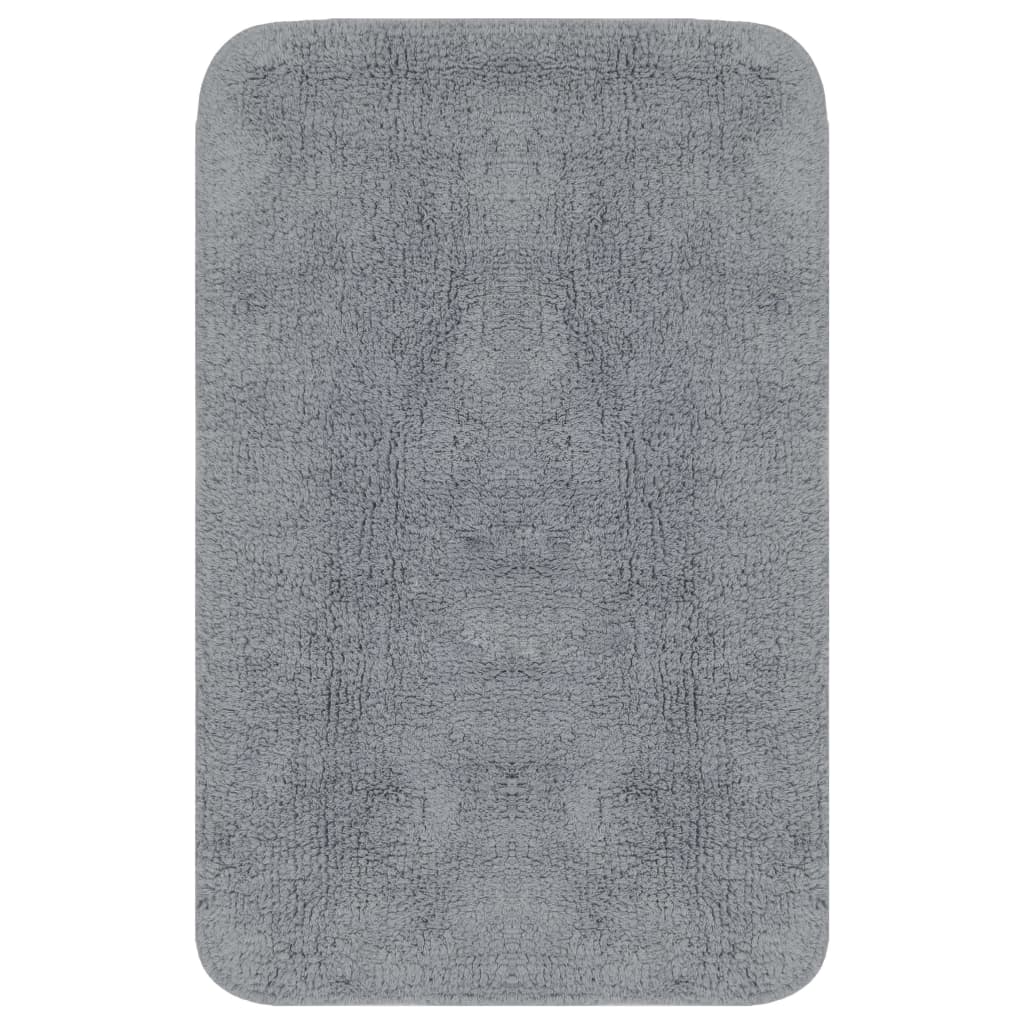 Tapis de salle de bain 2 pcs Tissu Gris