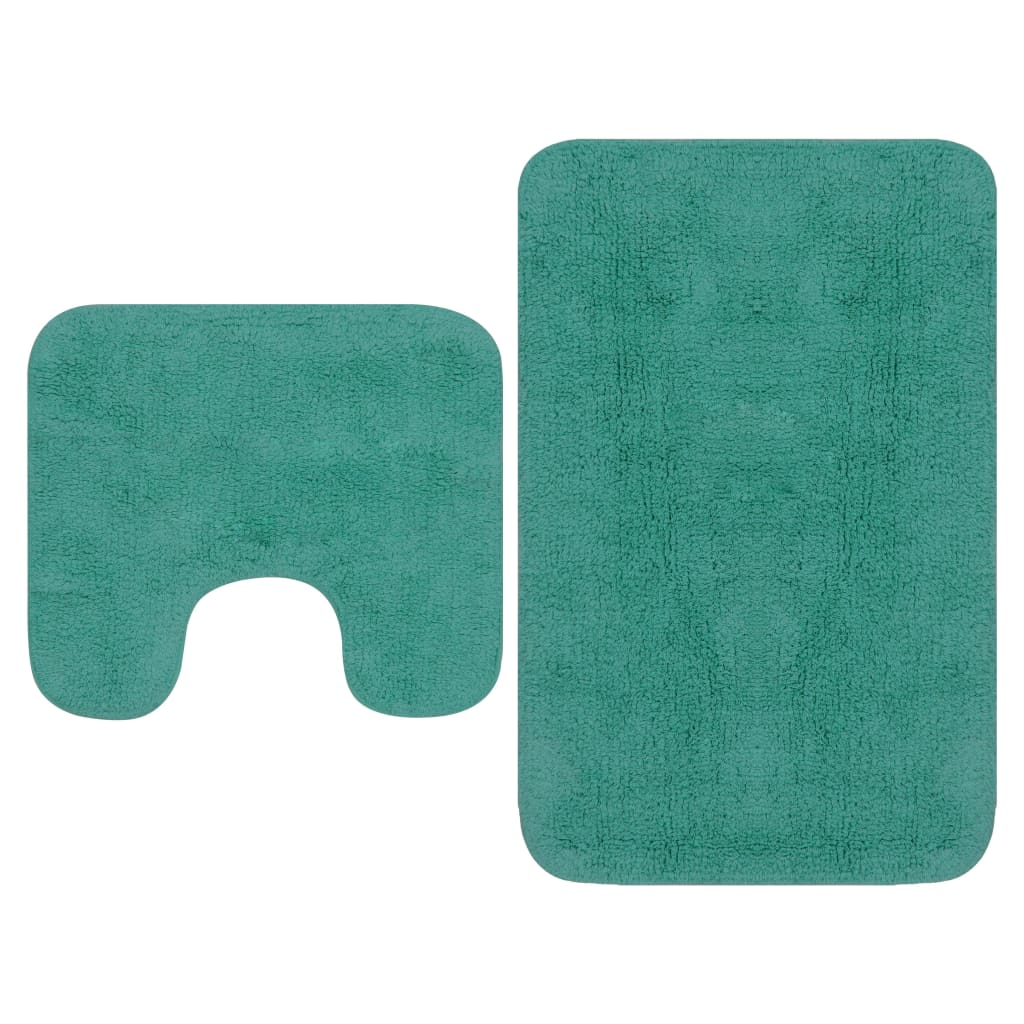 Tapis de salle de bain 2 pcs Tissu Turquoise