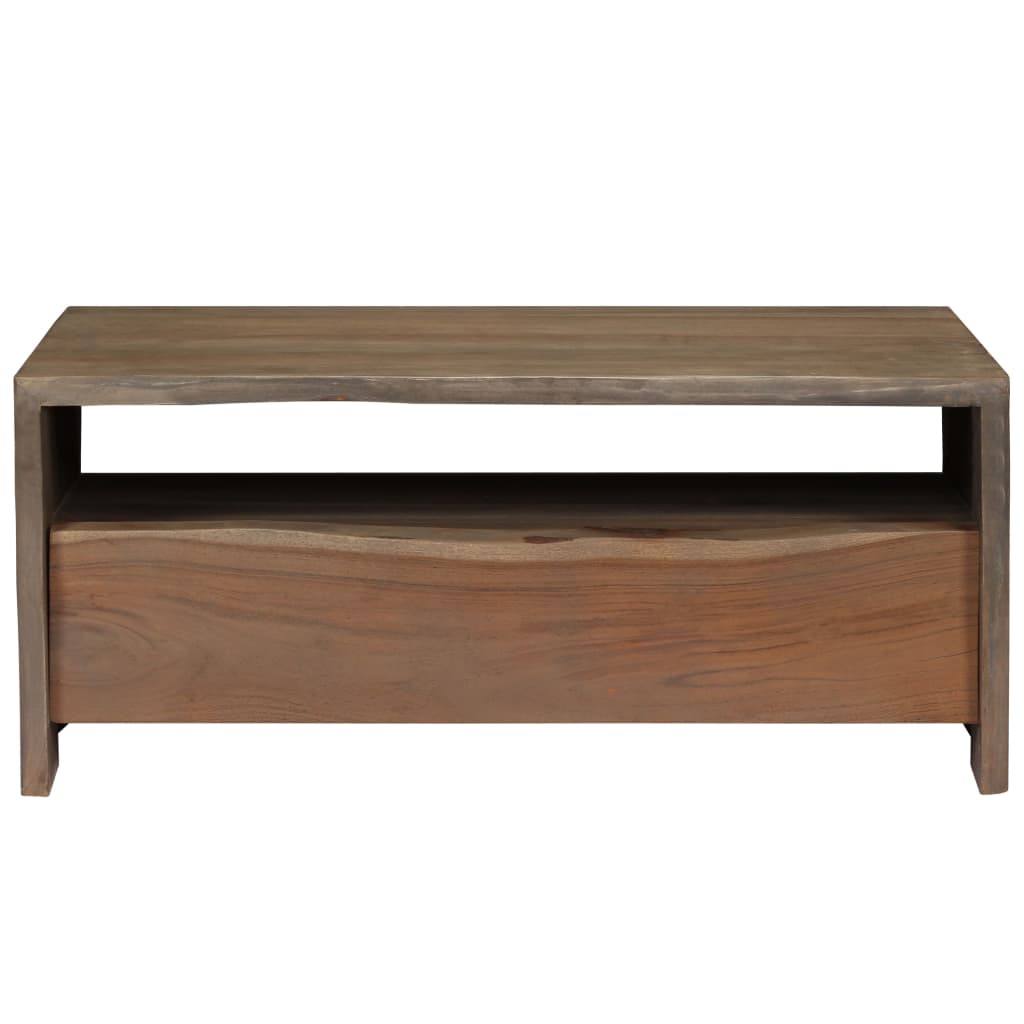 Table basse Acacia massif Bord assorti 90x50x40 cm Gris