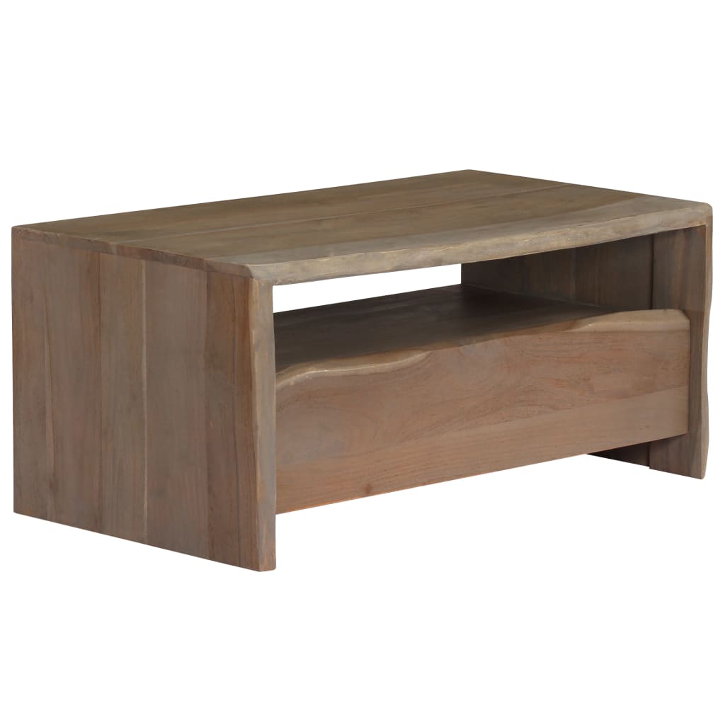 Table basse Acacia massif Bord assorti 90x50x40 cm Gris