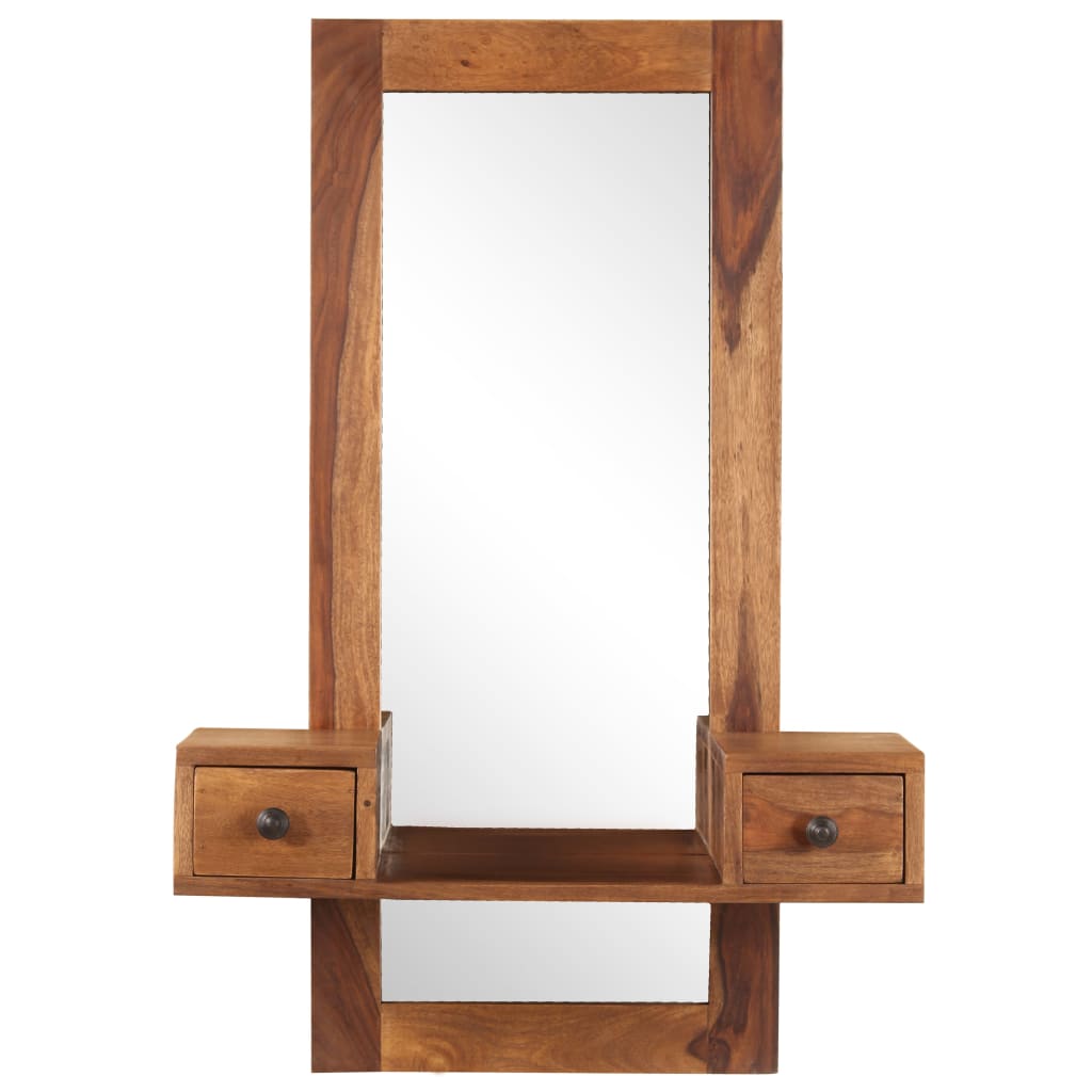 Miroir cosmétique avec 2 tiroirs Bois solide de Sesham