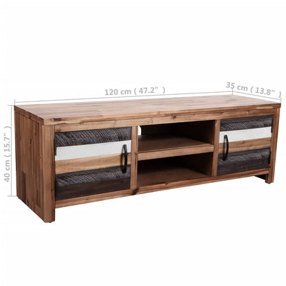 Meuble TV bois massif d'acacia 120 x 35 x 40 cm