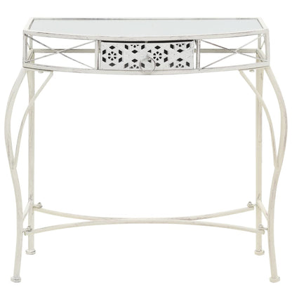 vidaXL Table d'appoint Style français Métal 82 x 39 x 76 cm Blanc