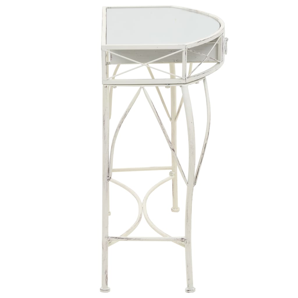 vidaXL Table d'appoint Style français Métal 82 x 39 x 76 cm Blanc