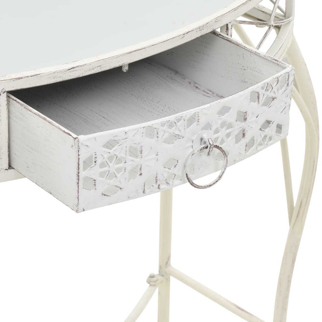 vidaXL Table d'appoint Style français Métal 82 x 39 x 76 cm Blanc