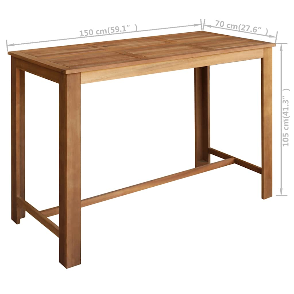 Table de bar Bois d'acacia massif 150x70x105 cm