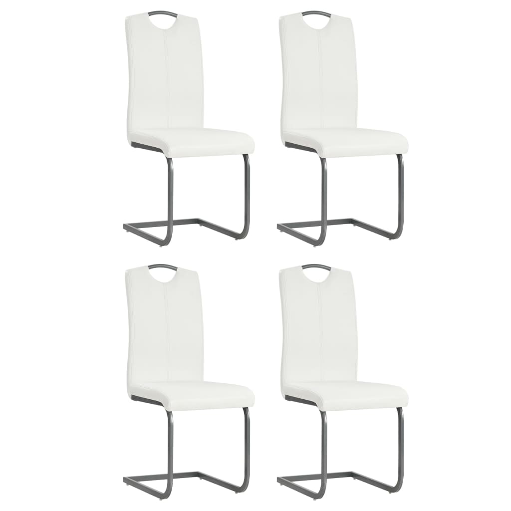 Chaises à manger cantilever lot de 4 blanc similicuir