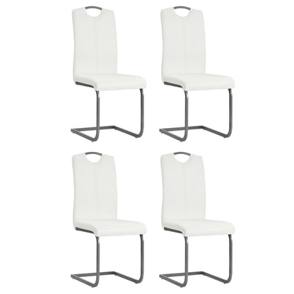 Chaises à manger cantilever lot de 4 blanc similicuir