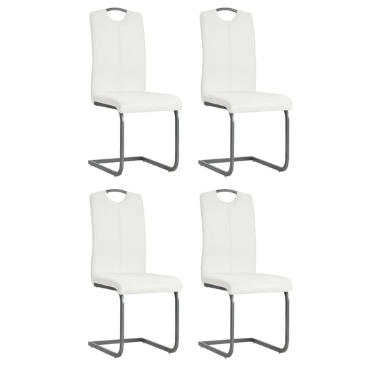 Chaises à manger cantilever lot de 4 blanc similicuir