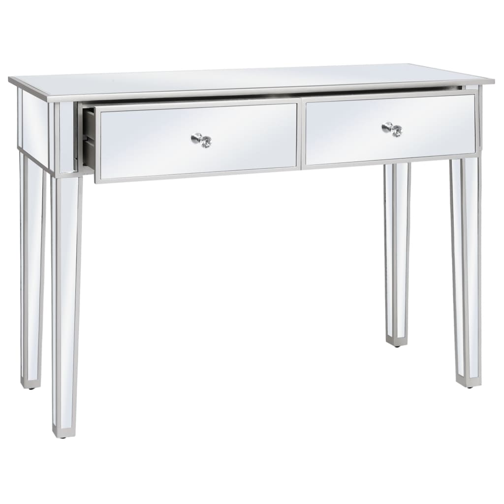 Table console miroir MDF et verre 106,5 x 38 x 76,5 cm