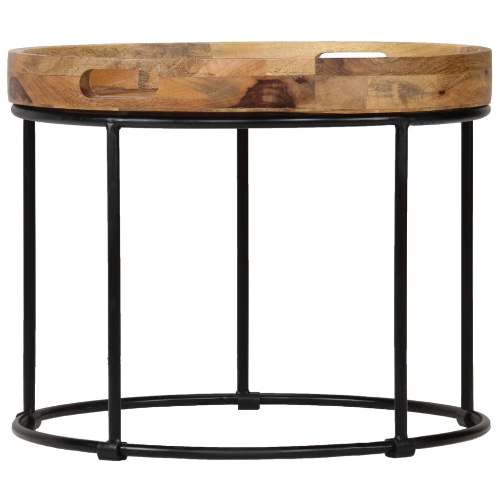 Table basse Bois de manguier massif et acier 50x40 cm