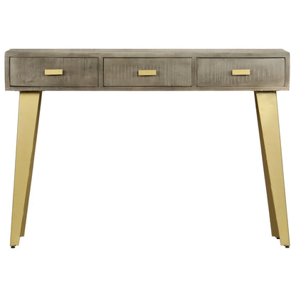 Table console Bois de manguier Gris avec laiton 110x35x76 cm