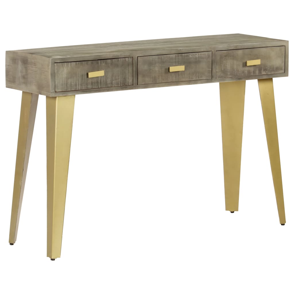 Table console Bois de manguier Gris avec laiton 110x35x76 cm