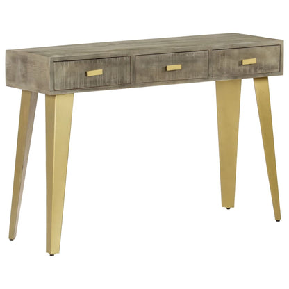 Table console Bois de manguier Gris avec laiton 110x35x76 cm