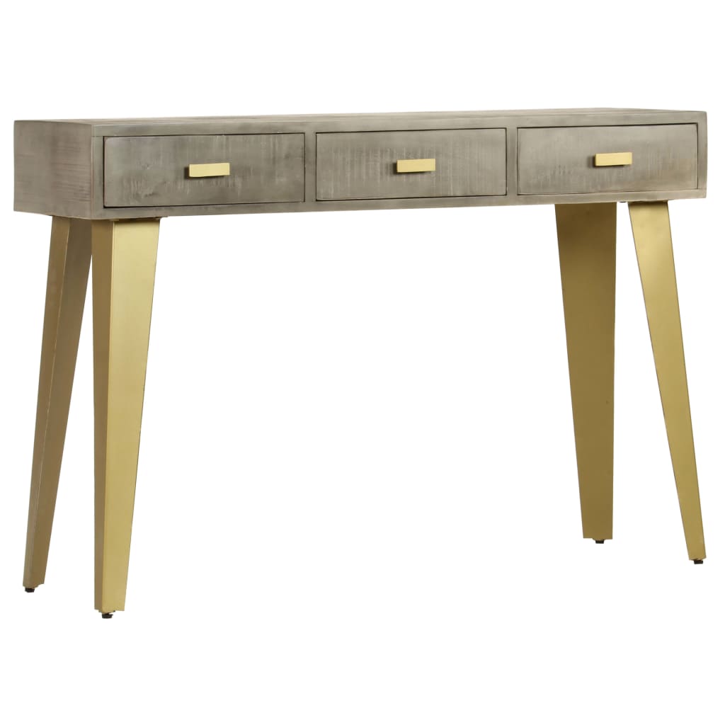 Table console Bois de manguier Gris avec laiton 110x35x76 cm