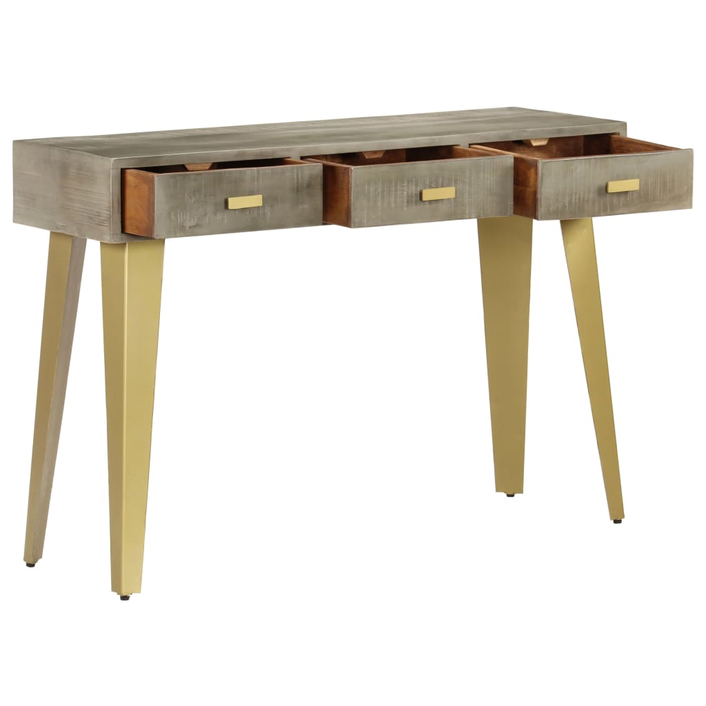 Table console Bois de manguier Gris avec laiton 110x35x76 cm