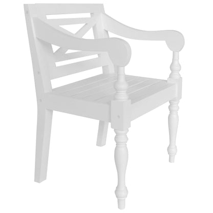 Chaises Batavia lot de 2 blanc bois d'acajou massif