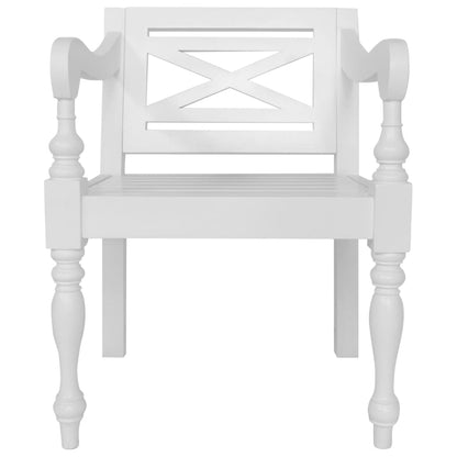 Chaises Batavia lot de 2 blanc bois d'acajou massif