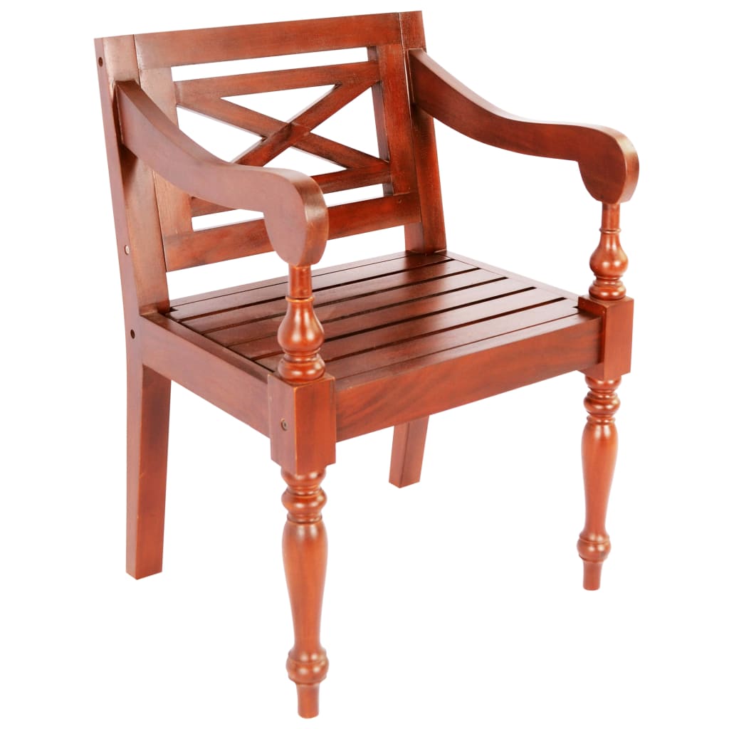 Chaises Batavia lot de 2 marron foncé bois d'acajou solide