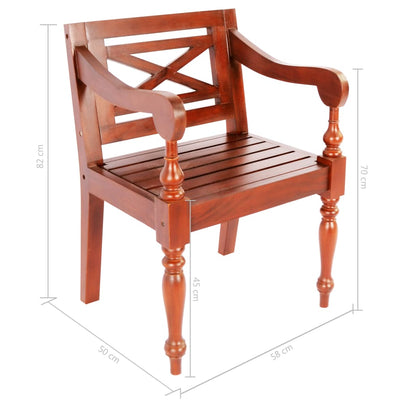 Chaises Batavia lot de 2 marron foncé bois d'acajou solide