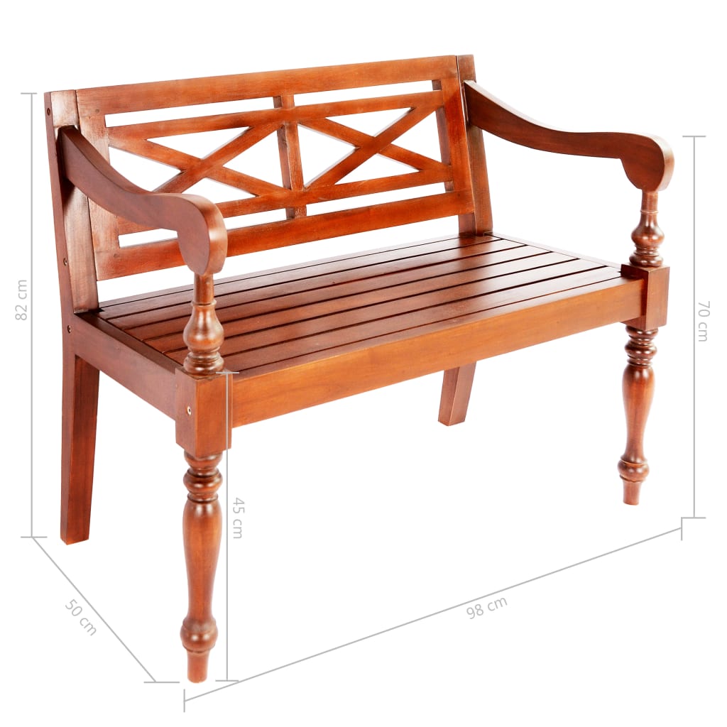 Banc Batavia 98 cm Bois d'acajou massif Marron foncé