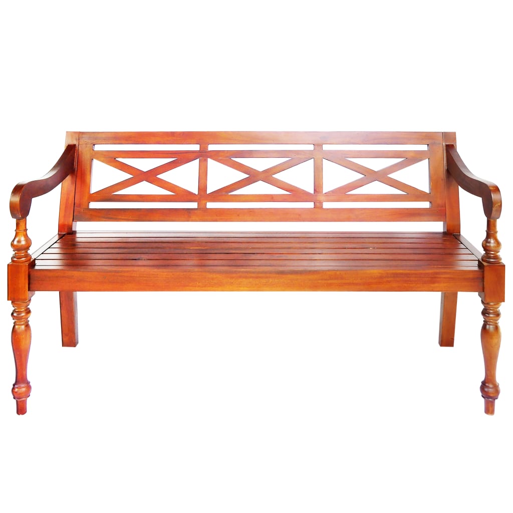 Banc Batavia 136 cm Bois d'acajou massif Marron foncé