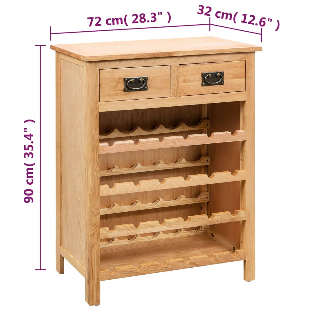 Casier à bouteilles 72 x 32 x 90 cm Bois de chêne massif