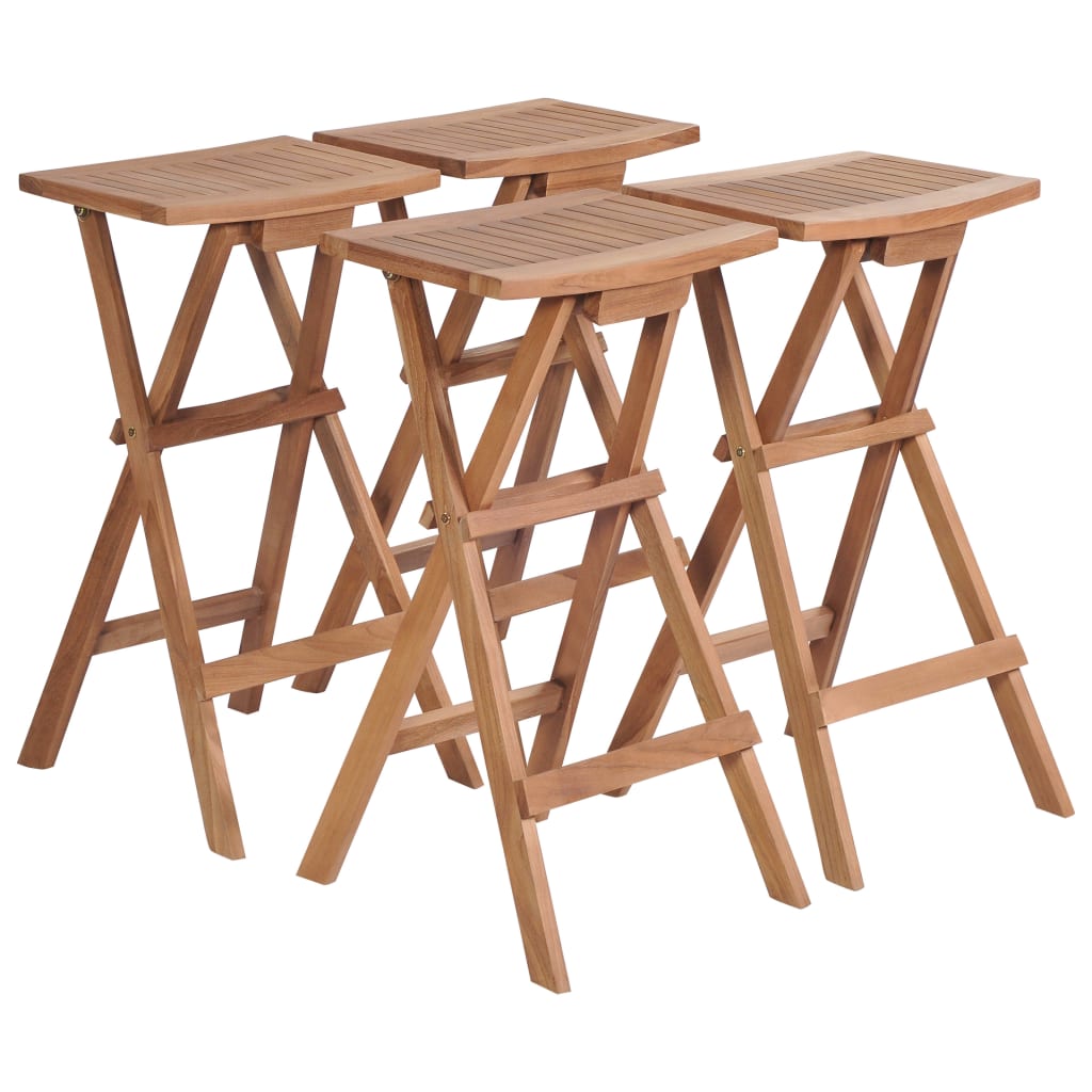 Tabourets de bar pliables lot de 4 Bois de teck massif