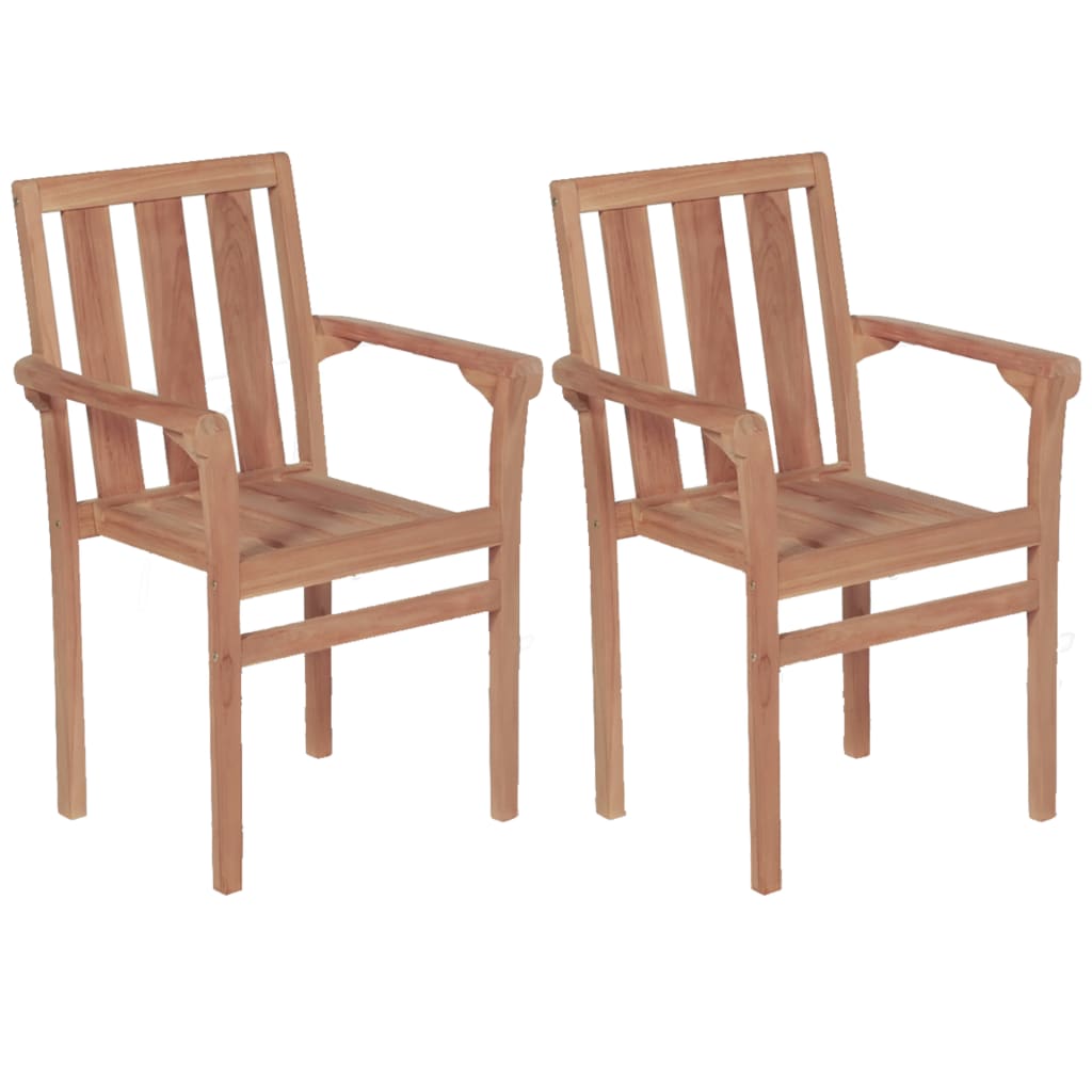 Chaises de jardin empilables lot de 2 Bois de teck solide