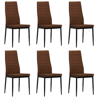 Chaises à manger lot de 6 marron tissu