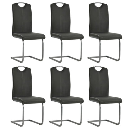 Chaises à manger cantilever lot de 6 gris similicuir