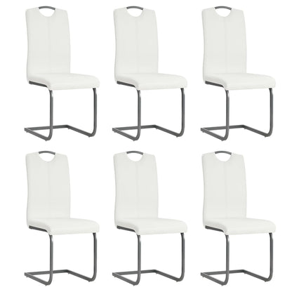 Chaises à manger cantilever lot de 6 blanc similicuir